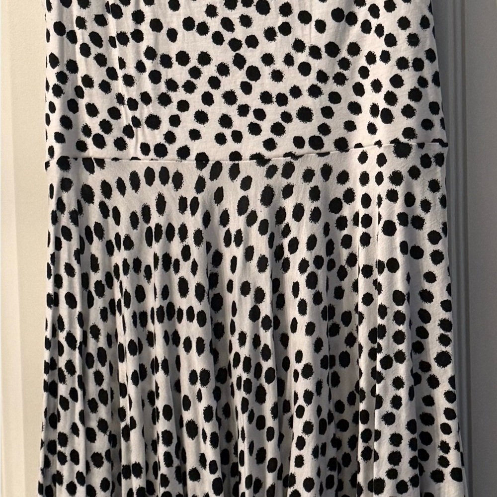 LOFT Black and White Spotted A-Line Dress